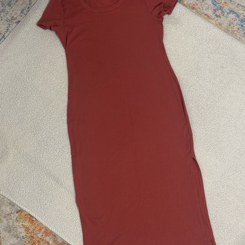 No Boundaries Red and Cream Bodycon Midi Dress